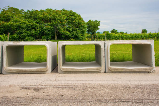 Box Culverts Reinforced concrete box culverts. These square pre-cast culverts are part of a sewage replacement scheme being carried out in north west Italy Box Culverts stock pictures, royalty-free photos & images