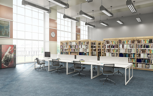 Amsterdam, Netherlands – March 21, 2023: Interior of OBA Oosterdok Public Library in Amsterdam