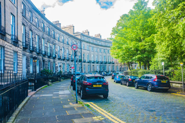 Edinburgh Scotland 6th August 2020 Beautiful Georgian House on the curved stret Heriot Row In Edinburgh