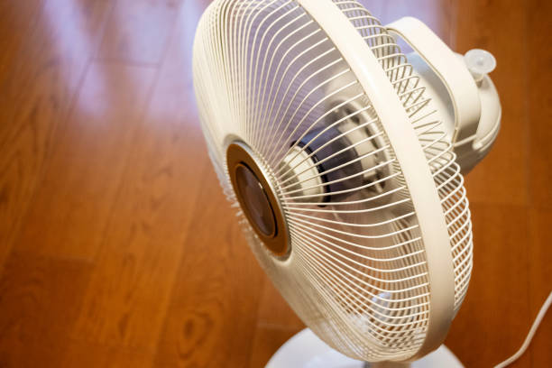 istock Wooden floor and white fan 1267475804