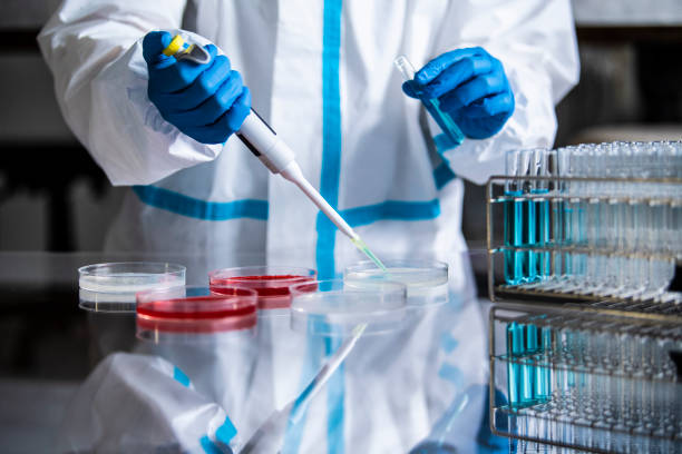 istock Scientist pipetting liquid into test tube 1267477822