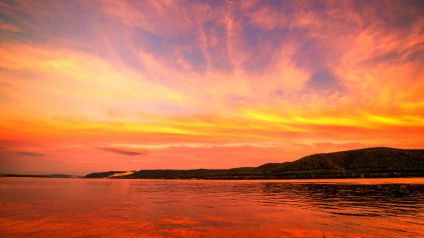 istock Beautiful sunset on the Volga 1267479589