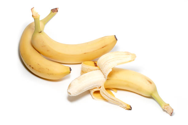 istock Peeled banana isolated on white background 1267480821