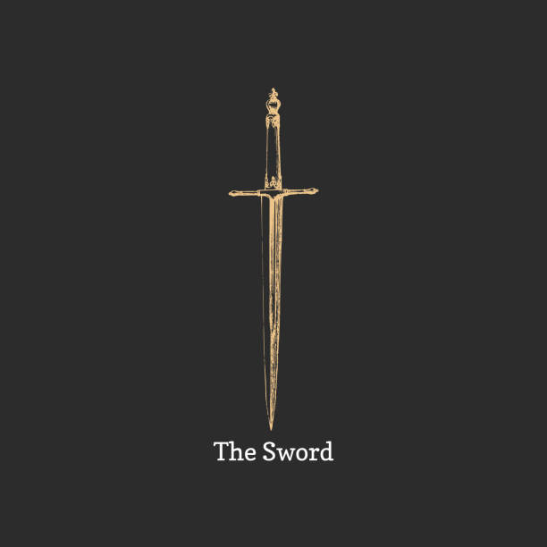 illustrazioni stock, clip art, cartoni animati e icone di tendenza di la spada, immagine vettoriale. schizzo di armi medievali. - sword