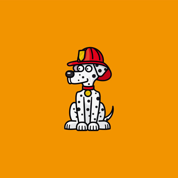 istock Firehouse dalmatian dog cartoon character vector illustration 1267481213