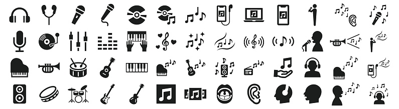 Set of various icons related to music