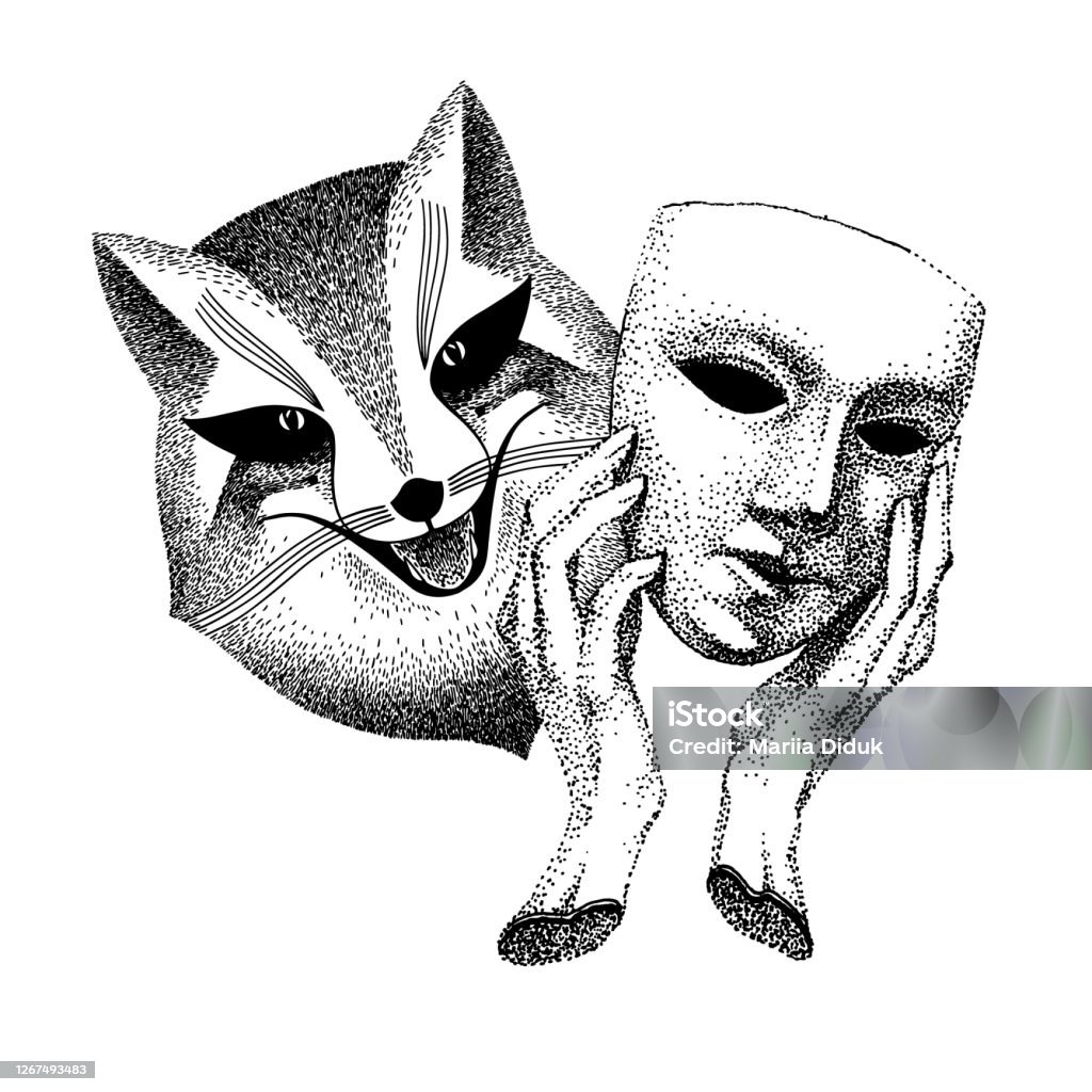 Hình Minh Họa Vector Trickster Fox Với Chiếc Mặt Nạ Trong Tay Hình ...