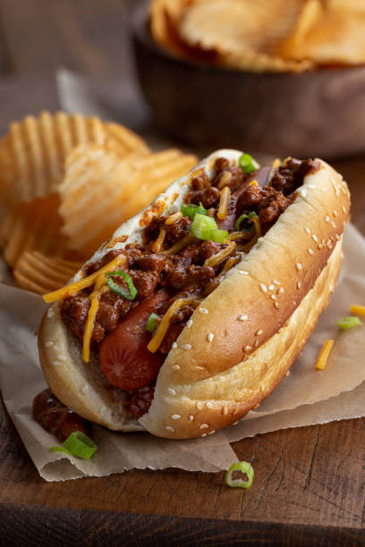 istock Chili Hot Dog With Cheese and Onions 1267496347