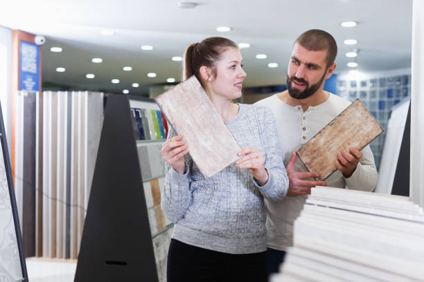 istock Portrait of couple looking ceramic kitchen ceramic tile 1267497017