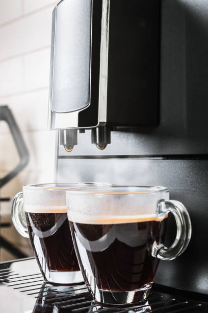 istock glass Cup of coffee Prepared on the coffee machine 1267503667