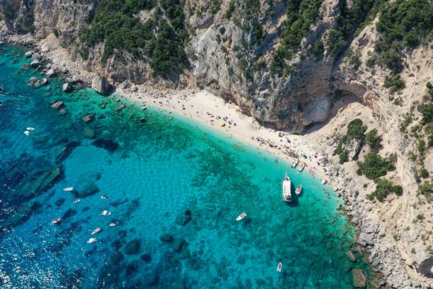 istock Seagull bay baia dei gabbiani beach sardinia aerial view 1267504991