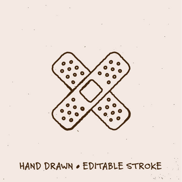 Hand Drawn Plaster Icon with Editable Stroke Sketchy Plaster Icon with Editable Stroke craft kit stock illustrations