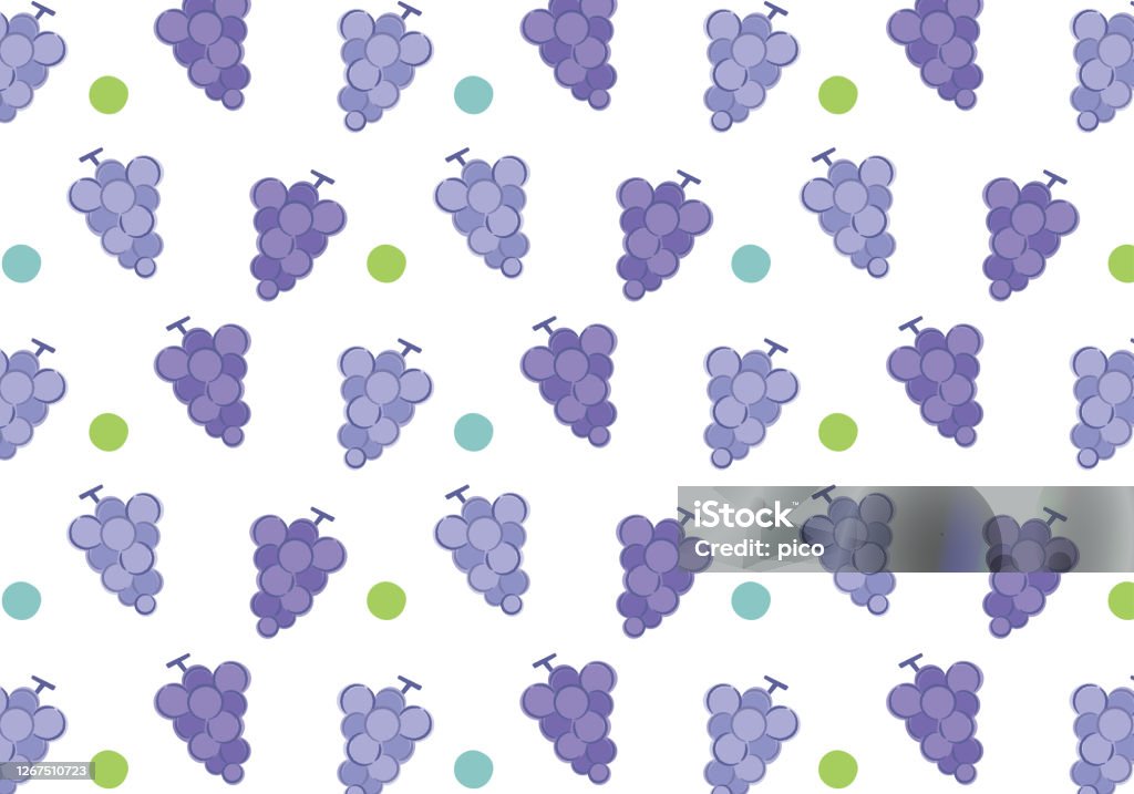 Cute Handpainted Background With Grape Pattern Horizontal Stock  Illustration - Download Image Now - iStock
