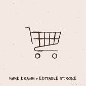 istock Hand Drawn Shopping Cart Icon with Editable Stroke 1267511761
