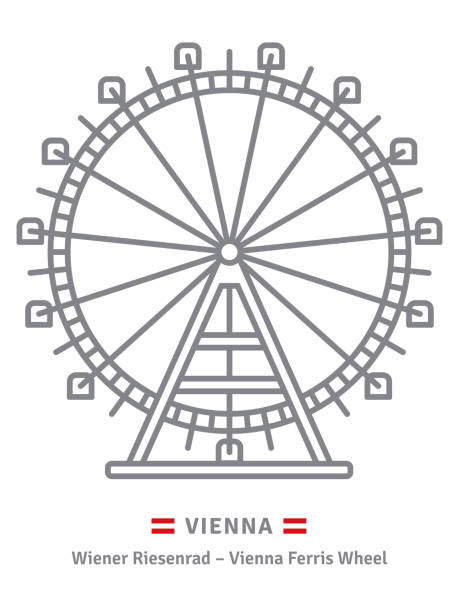 ilustrações, clipart, desenhos animados e ícones de roda gigante prater no ícone de viena - roda gigante