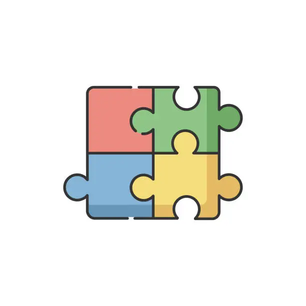 Vector illustration of Puzzle RGB color icon