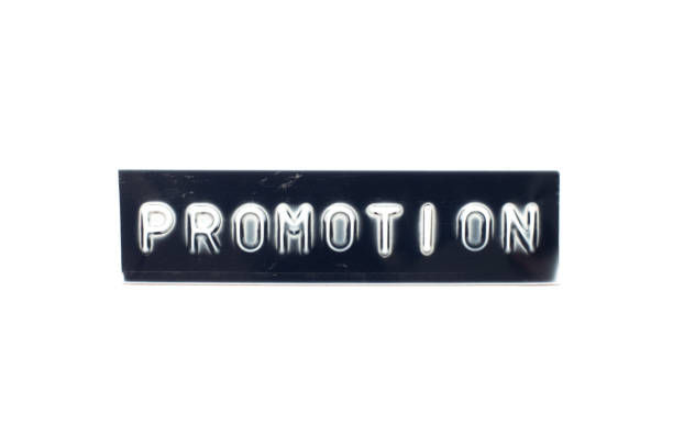istock Embossed letter in word promotion on black banner with white background 1267519032