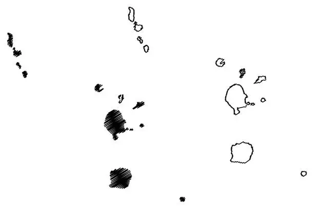 Vector illustration of Torba Province (Republic of Vanuatu, archipelago) map vector illustration, scribble sketch Banks and Torres Islands (Gaua, Motalava, Vanua Lava, Mota, Ureparapara, Toga, Hiw island) map