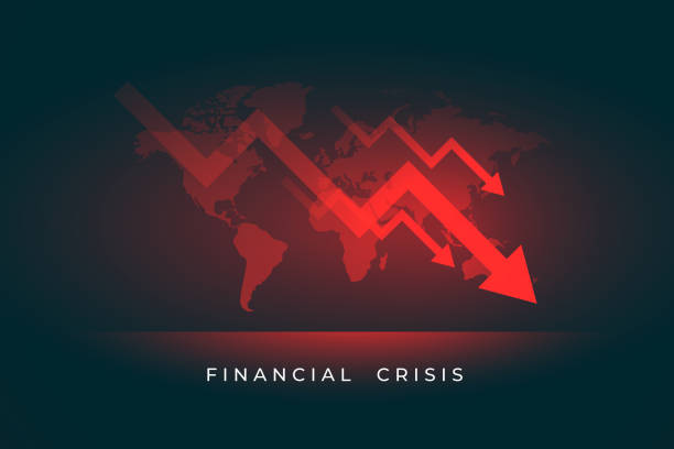 ilustrações de stock, clip art, desenhos animados e ícones de economy stock market downfall of finacial crisis - downgrade