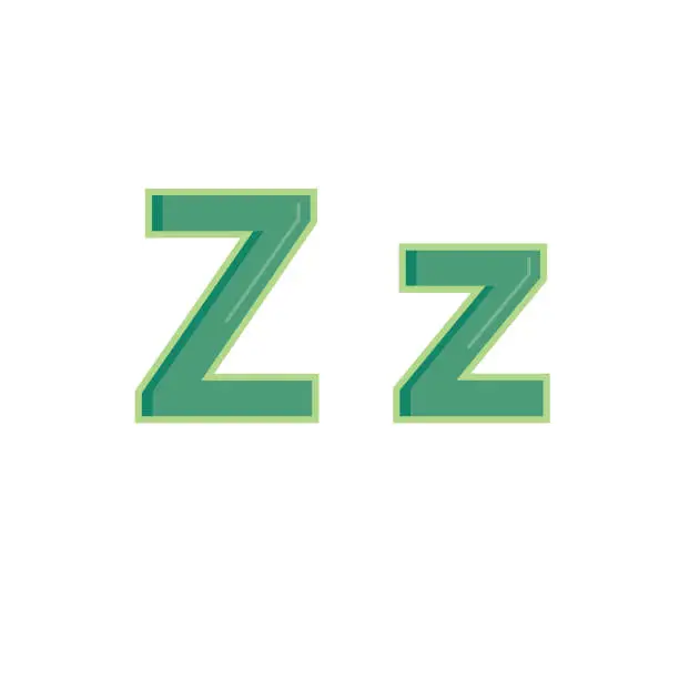 Vector illustration of Vector illustration of alphabet Letter Z in uppercase and lowercase formats for children learning practice ABC.