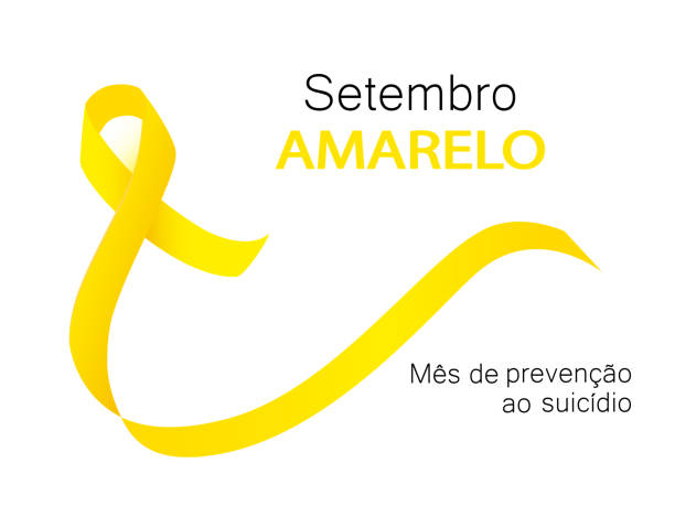 Yellow september suicide prevention month in Portuguese language Yellow september suicide prevention month in Portuguese language. Setembro Amarelo vector. Yellow awareness ribbon. september stock illustrations