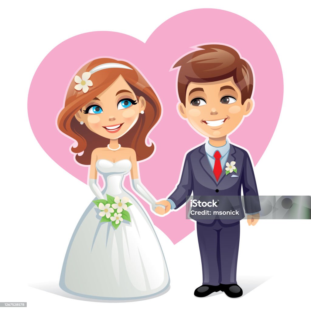 Bride And Groom Stock Illustration - Download Image Now - Wedding, Couple -  Relationship, Cartoon - iStock
