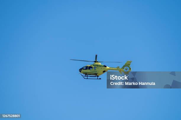 Ohhmq Eurocopter Ec 135p2 Rescue Helicopter Operated By Finnhems Landing At Helsinkivantaa Airport Stock Photo - Download Image Now