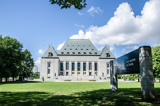 Facade of Supreme Court of Canada during summer day