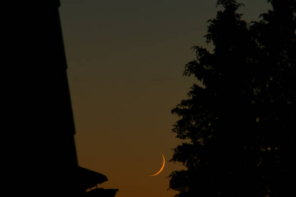 istock the crescent moon rising in the evening 1267533722
