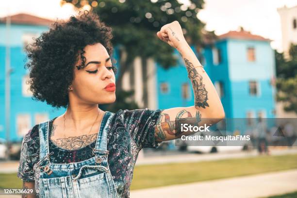 Girl Power Stock Photo - Download Image Now - Courage, Tattoo, One Woman Only