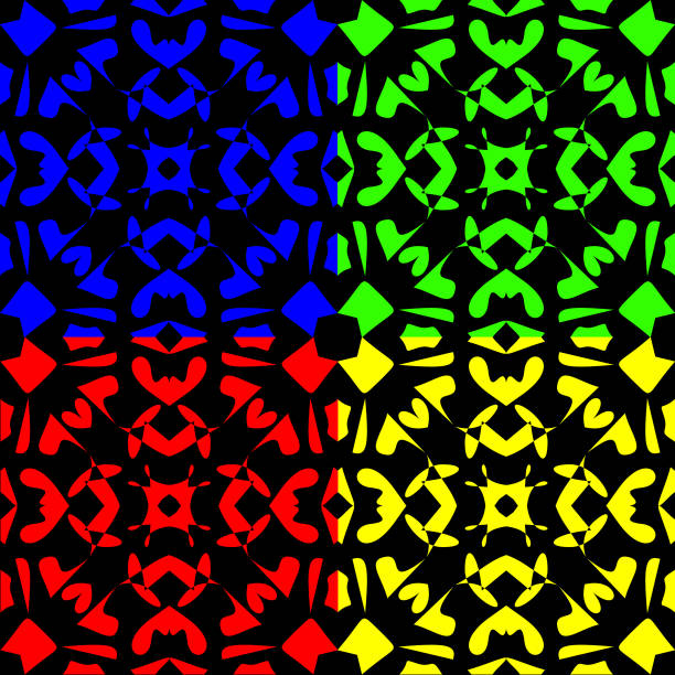 Abstract psychedelic seamless art pattern background in vibrant color.
