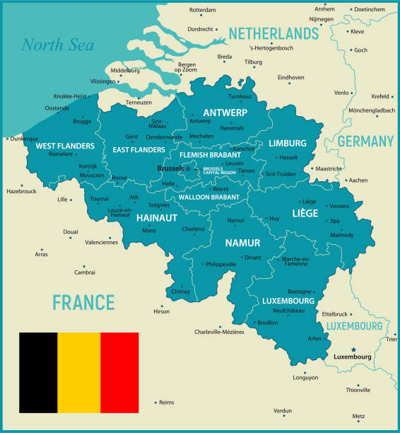 Belgium Vector Map Political Map With Regions Borders Of Belgium Vector Map Political Map With Regions Borders Of France Luxembourg 