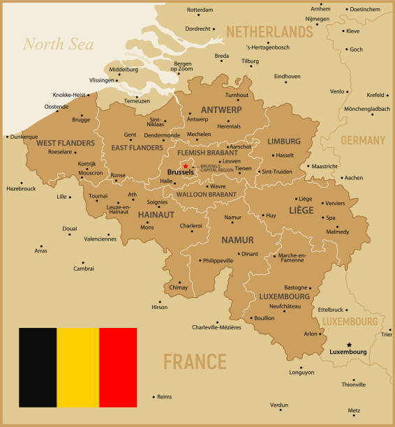 Belgium Vector Map Political Golden Map With Regions Belgium Vector Map Political Golden Map With Regions Borders Of Germany France 