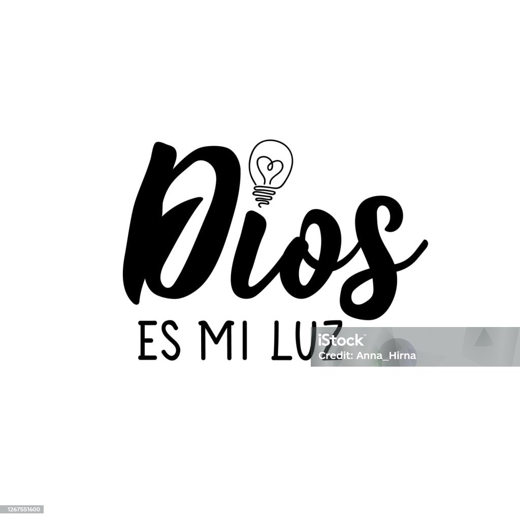 Gott Ist Mein Licht Auf Spanisch Schriftzug Tinteillustration Moderne ...