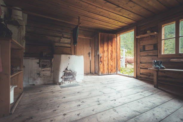 istock Mountain hut in Austria: rustic wooden interior 1267551888