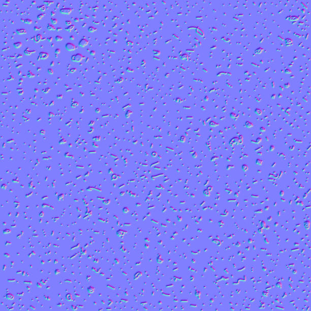 istock Normal map of seamless pattern with dots. Stylish texture with randomly spaced spots. Monochrome minimalistic rubbish. Tiling texture of small dots for use in 3D programs, 3d render 1267554546