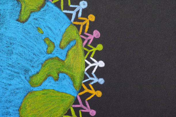 istock Group of people around the world. Pencil drawing 1267558659