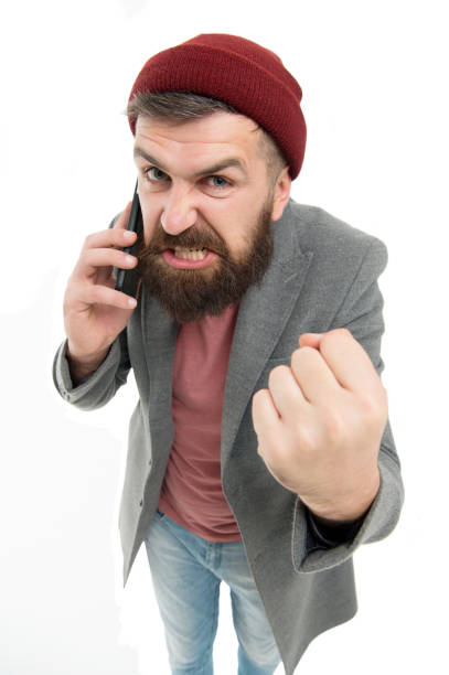 istock Mobile call concept. Man bearded hipster hold mobile phone white background. Stylish guy use mobile phone. Difficulties mobile communication. Hipster smartphone call friend. Important conversation 1267562267