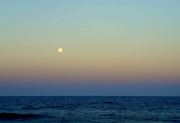 istock gradient sunset on the beach, with the moon, macae, rio de janeiro, brazil 1267563616