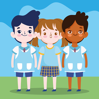 Back To School Students Girl And Boys Cartoon Characters Elementary Education  Cartoon Stock Illustration - Download Image Now - iStock