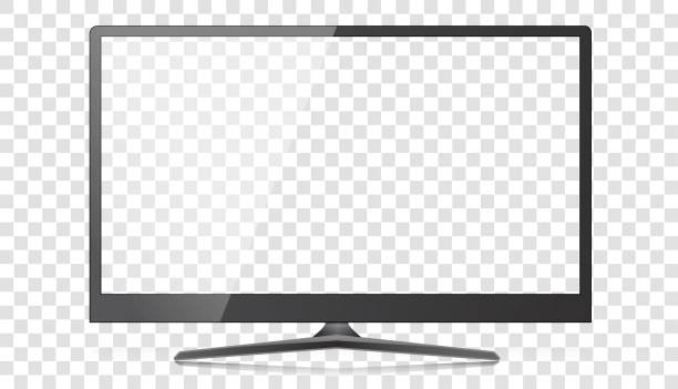 Modern Widescreen HD Desktop PC Monitor or TV Modern Widescreen HD Desktop PC Monitor over Transparent Background tv stock illustrations