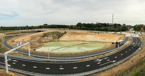 Brunssum, the Netherlands, - June 12, 2017. Sand extraction for the preparation of a new highway in the country