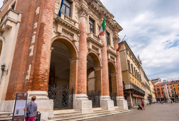 Vicenza, Italy - August 12, 2019: The palazzo del Capitaniato also known as loggia del Capitanio in Piazza dei Signori in Vicenza, Veneto region