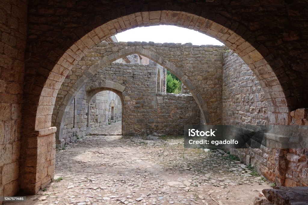 Thoronet Abbey Cloister Cistercense Abbey in Provence. Architecture Stock Photo Thoronet Abbey Cloister Cistercense Abbey in Provence. Architecture Stock Photo