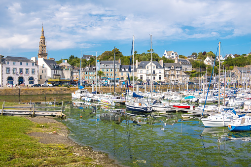 Binic-Etables-sur-Mer, France - August 24, 2019: Binic is a commune and small fishing port at seaside in Cotes-d'Armor department of Brittany, France