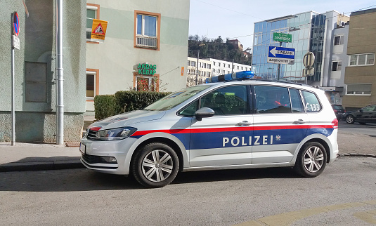 Graz, Austria- February 03, 2020: Austrian federal police car on the street
