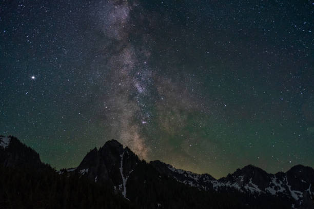 istock Milky Way Rising Above Tatoosh Mountains And Forest 1267580638