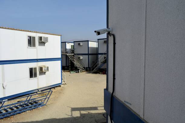 istock Porta cabins in industrial site or office container in construction. 1267584503
