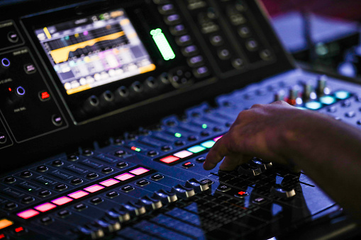 Sound System Control Panel Table Designs Sound System Control Panel And Music Panel With Dj Set Stock Photo ...