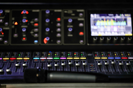 Sound System Panel Sound System Control Panel And Music Panel With Dj Set Stock Photo ...